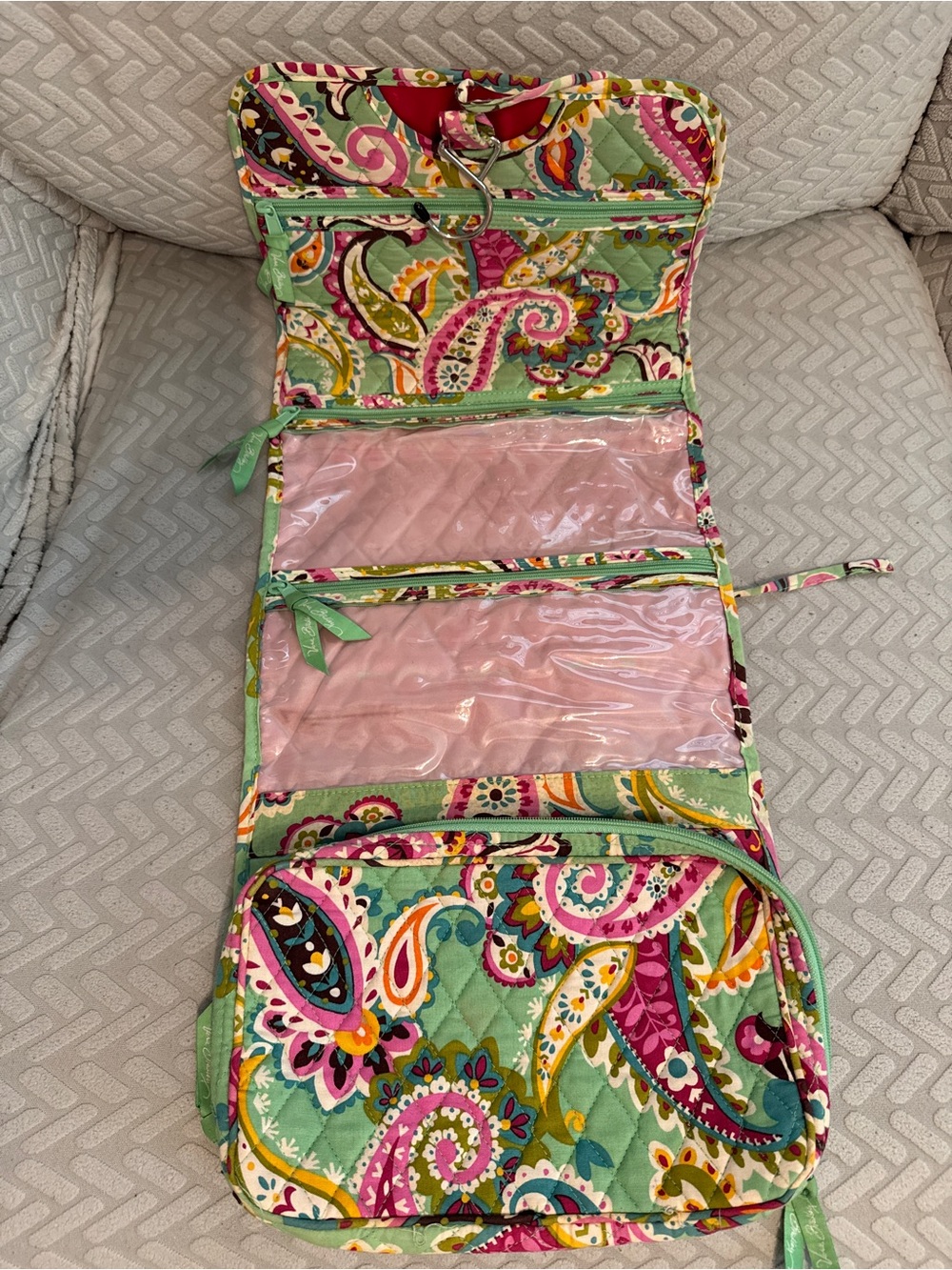 Vera Bradley Quilted Hanging Travel Organizer - Green, Pink